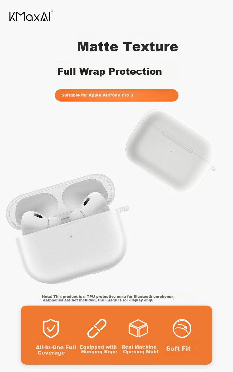 KMaxAI Silicone Protective Case for Apple AirPods Pro 3, Solid Color Minimalist Matte Cover with Lanyard for Wireless Earbuds Charging Case, Midnight Blue 1