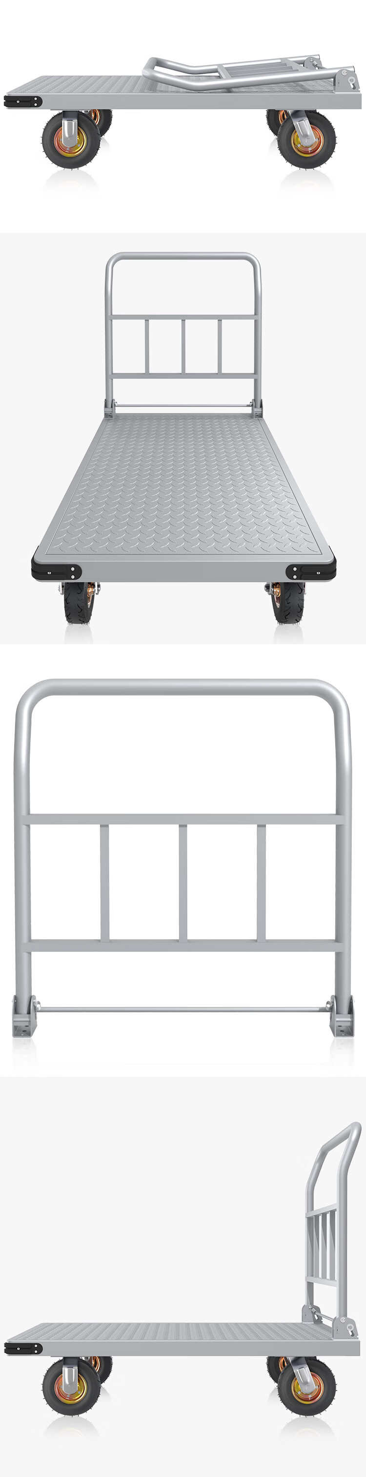 Xinyuechanghui Steel Plate Truck, Flatbed Cart, Small Trolley, Hand-Pulled Cart, Logistics Trailer, 80*125cm, Load Capacity 2000 Jin, CB-GB025 3