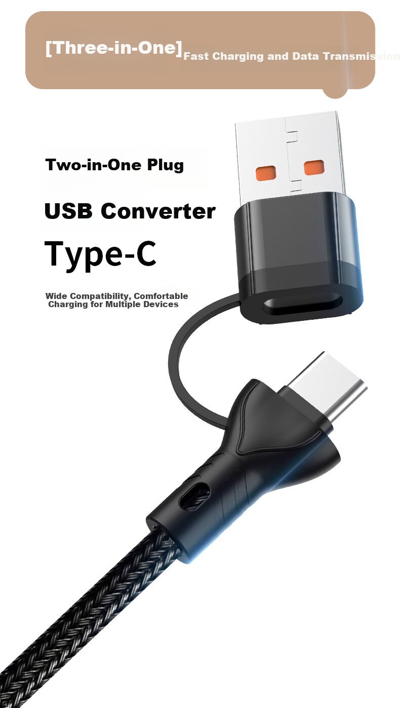 Smorss Three-In Charging Cable PD65W, Apple Watch Charger with Two-In Data Cable, Compatible with IPhone 17/16/15/14/iWatch S9/8/SE/Ultra, Magnetic Connectio 7