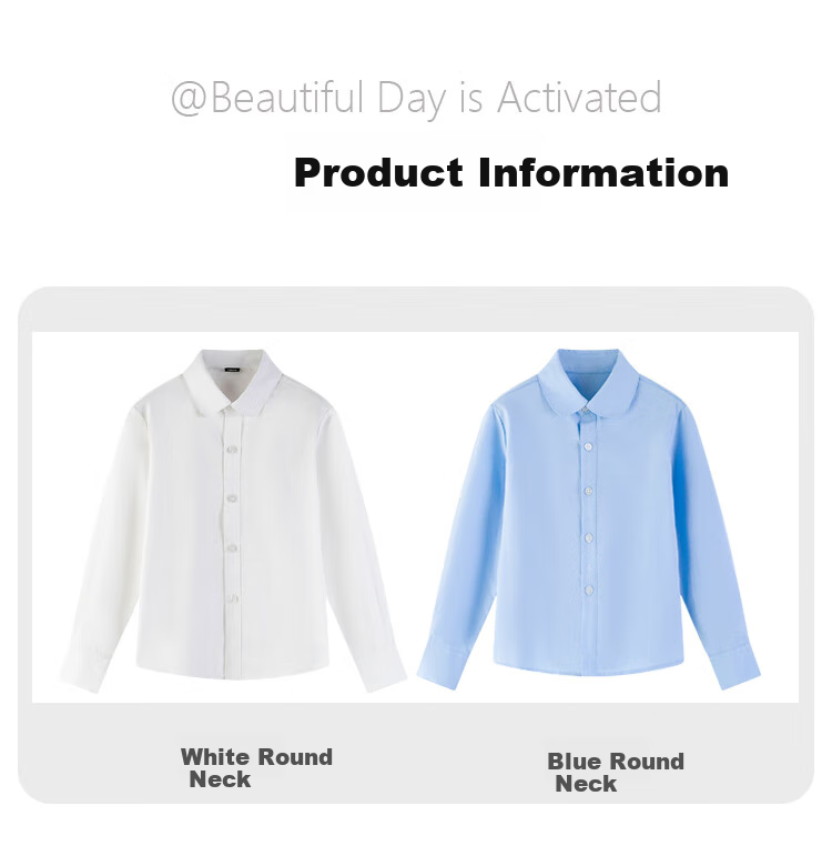 Yinuofang Girls' White Long-Sleeve Round Neck Shirt, Spring And Summer New Style, Student's Day Performance School Uniform, Children's Casual T-Shirt, Loose Fit 11