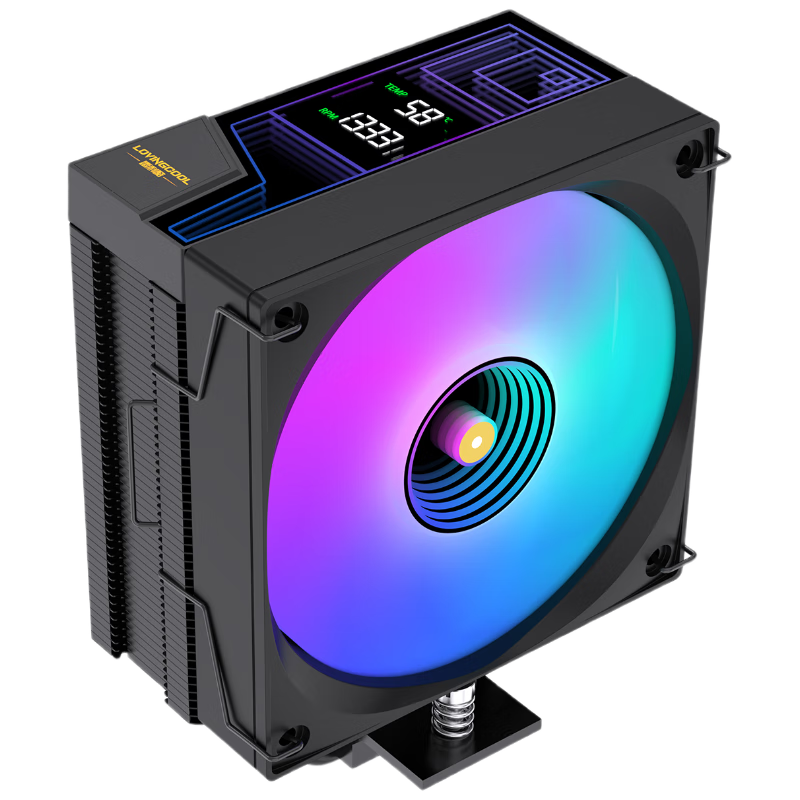 Raijintek UK6000 Black Digital Display CPU Air Cooler 6 Heat Pipes ARGB Sync Compatible with LGA1700/AM5 PWM Temperature Control