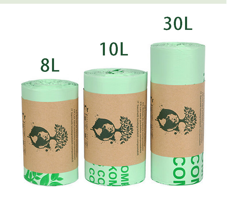 Mandelay Fully Biodegradable Garbage Bags PLA Corn Starch Compostable Trash Bags Disposable Eco-friendly Light Green 10L 5