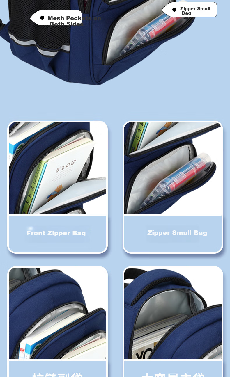SNOOPY Middle School Backpack for Boys And Girls, Elementary School Grades 1-4 Large Capacity Children's Lightweight Spine-Protecting Backpack, Blue 9