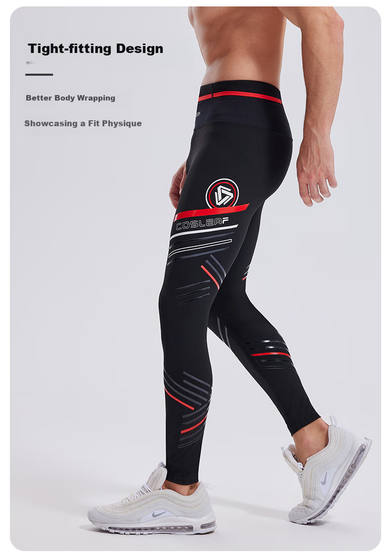 Cosleaf High-Elasticity Compression Pants for Men, Basketball Training Fitness Tights, Marathon Running Soccer Sports Compression Trousers with Waist And Pocket Pockets 4
