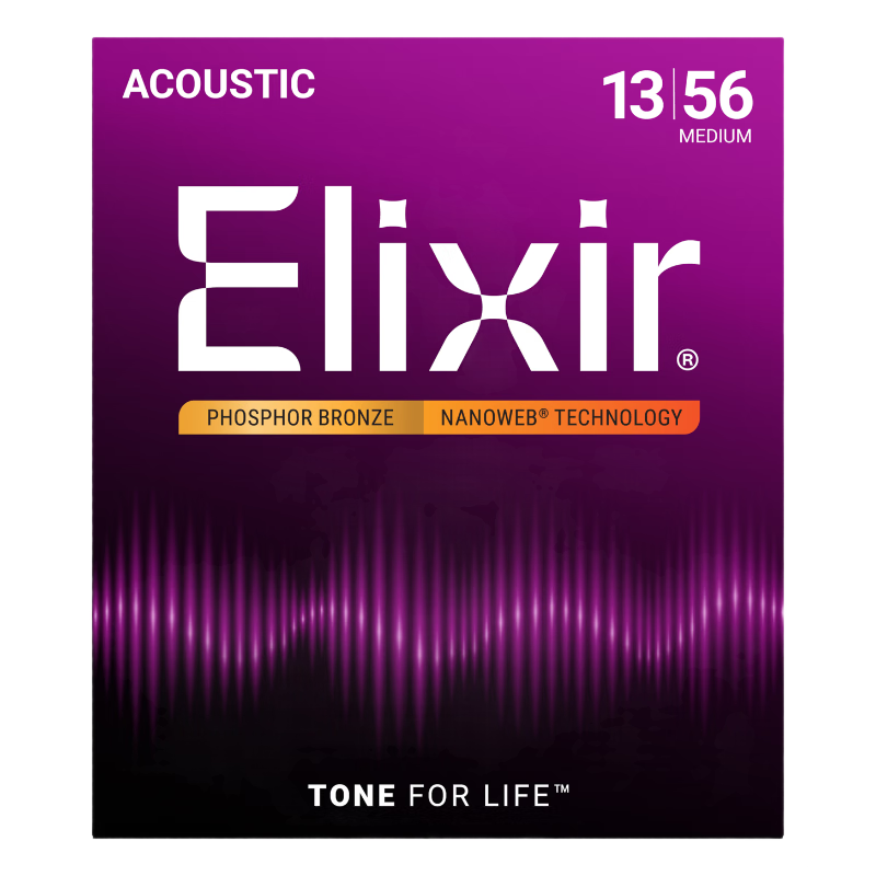 Elixir 16102 Phosphor Bronze Extra Light Coated Acoustic Guitar Strings 13-56 Bright Smooth 6-String