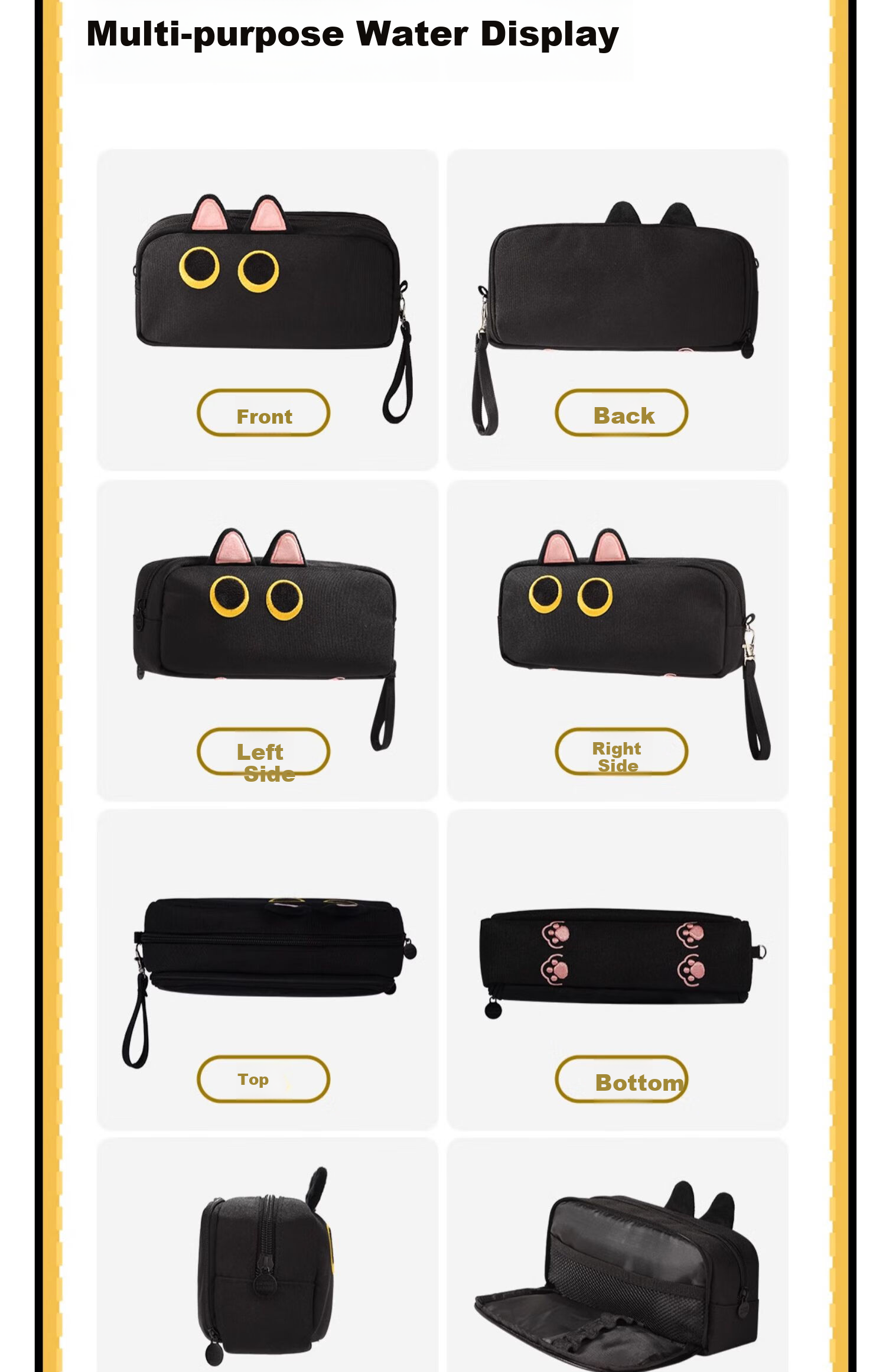 Hongdian Large Capacity Pencil Case for Middle School Girls, Stationery Pencil Box for Boys, New Style Stationery Pencil Case for College Students, Black Cat Plush Pencil Bag, Mysterious Black Cat, Back-To Season, Student Party 27