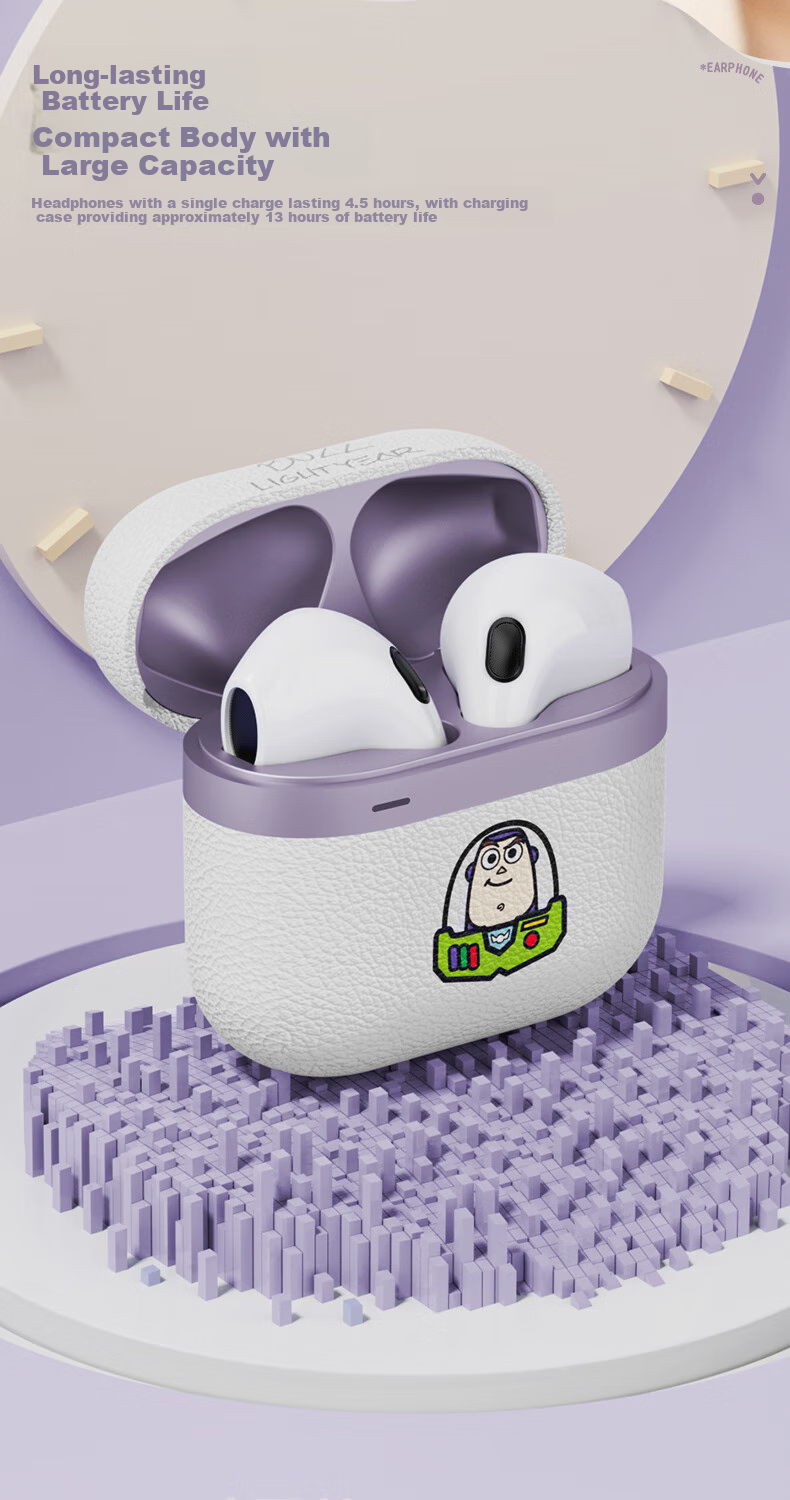 DISNEY D61 Semi-In Bluetooth Wireless Earphones, Sports Gaming Headphones with Long Battery Life And Strong Sound Quality, Beige Winnie The Pooh Design, Compatible with Apple, Huawei, Xiaomi Phones 3