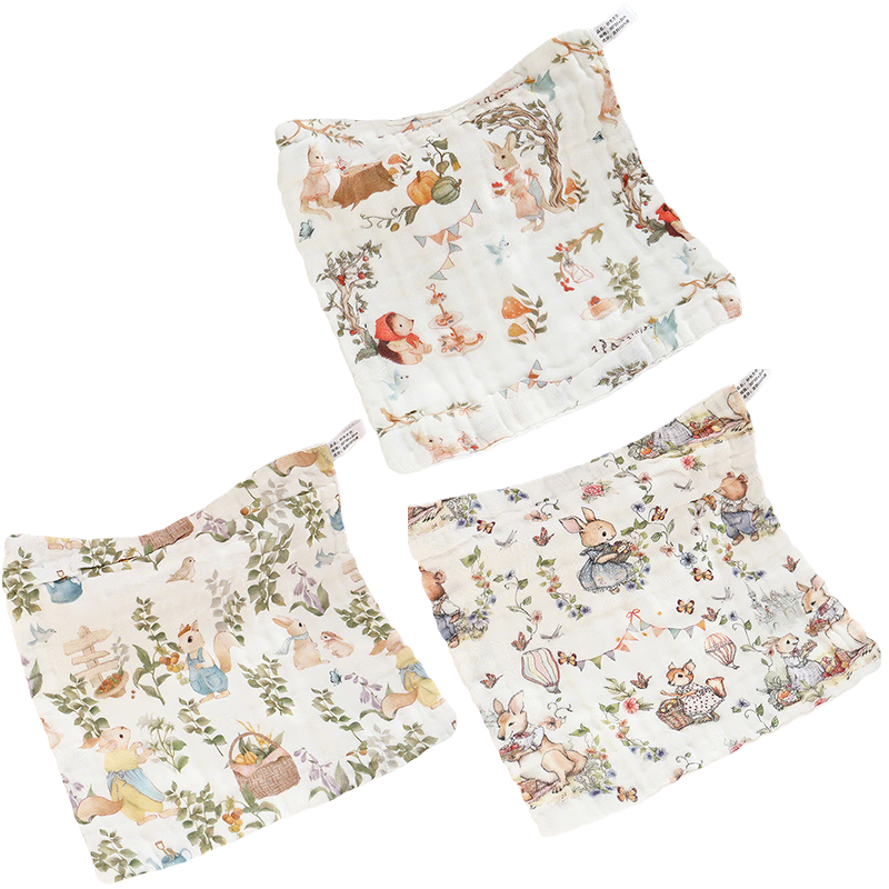 DOCTOR MA Baby Drool Bib Small Square Towel Pure Cotton Gauze Newborn Face Towel Children's Towel 3-Pack 30*30cm
