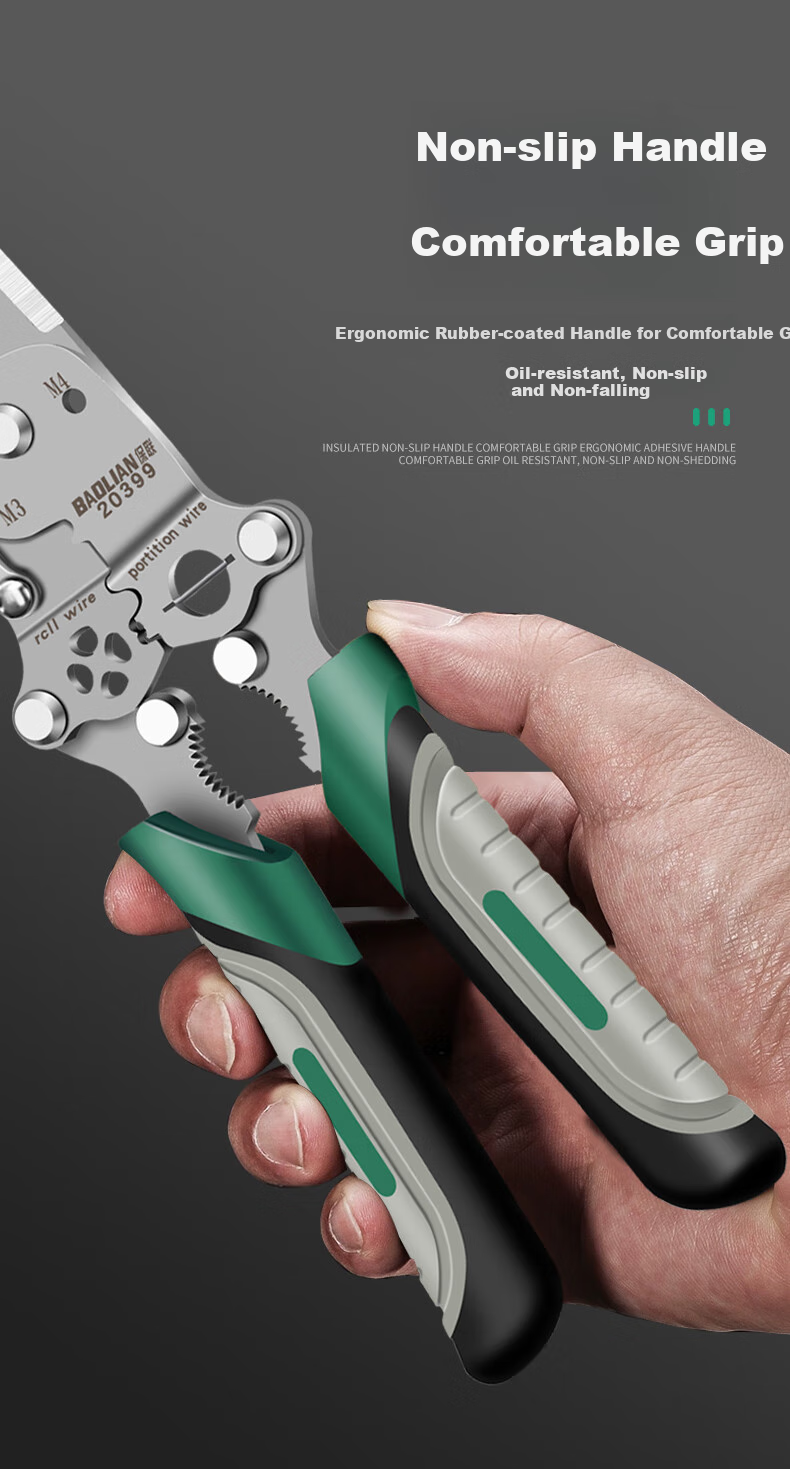 Baolian 18-In Multifunctional Wire Stripper, Electrician's Specialized Wire Separator, Wire Winder, Wire Cutter And Crimping Tool 9