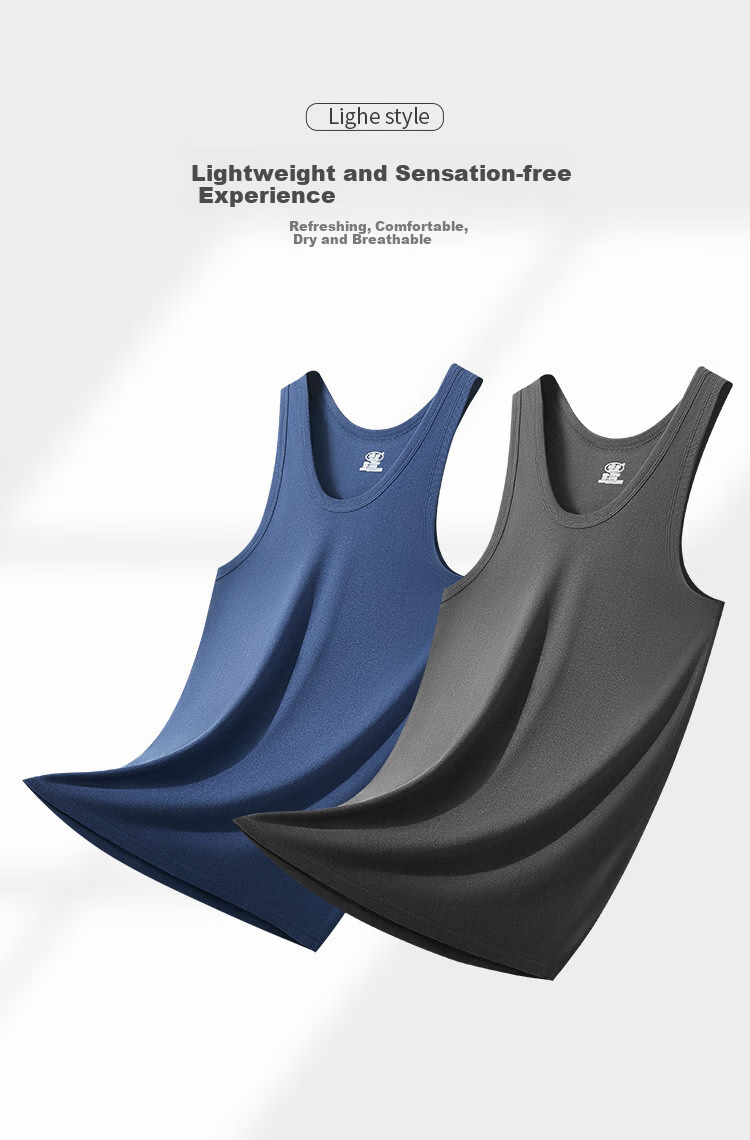 LangSha Men's Tank Top, 100% Pure Cotton, Comfortable, Soft, Breathable, Athletic Fitness Ribbed Undershirt, Sleeveless Top for Summer Wear 13