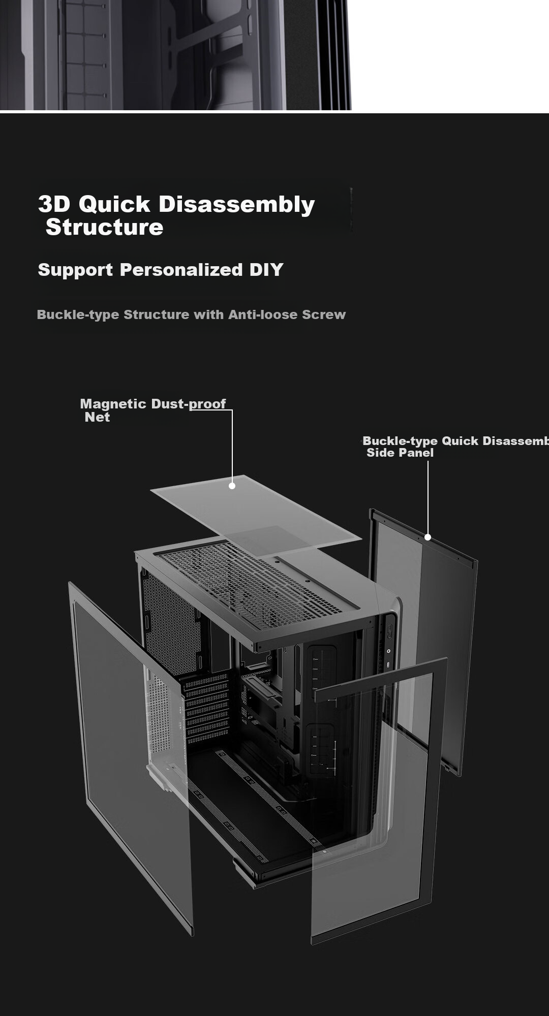 Aigo Starry Sky White Gaming Desktop Computer Case, ATX Motherboard, Supports 360mm Water Cooling, Left And Right Compartment Design, 5090 Graphics Card Compatible 17