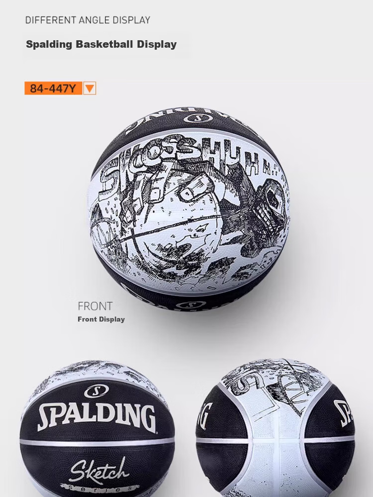 SPALDING Sketch Print Rubber Children's Basketball, Size 7, Indoor And Outdoor Universal Basketball, 84-452Y 10