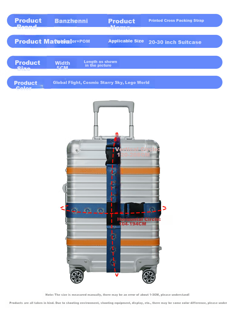 Banzheni Triple Fixed Strap Cross Packing Belt for International Shipping, Luggage Binding Strap, Travel Security Packing Belt with Luggage Tag, Red 1