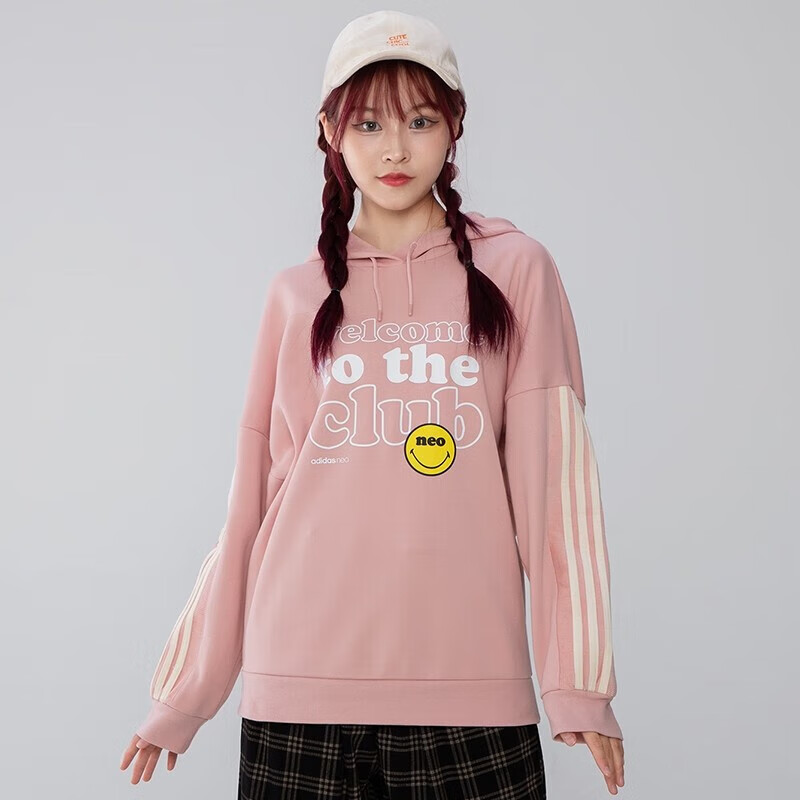 Adidas NEO Women's Sportswear Knitted Hoodie Pullover H45535 Pink L 2