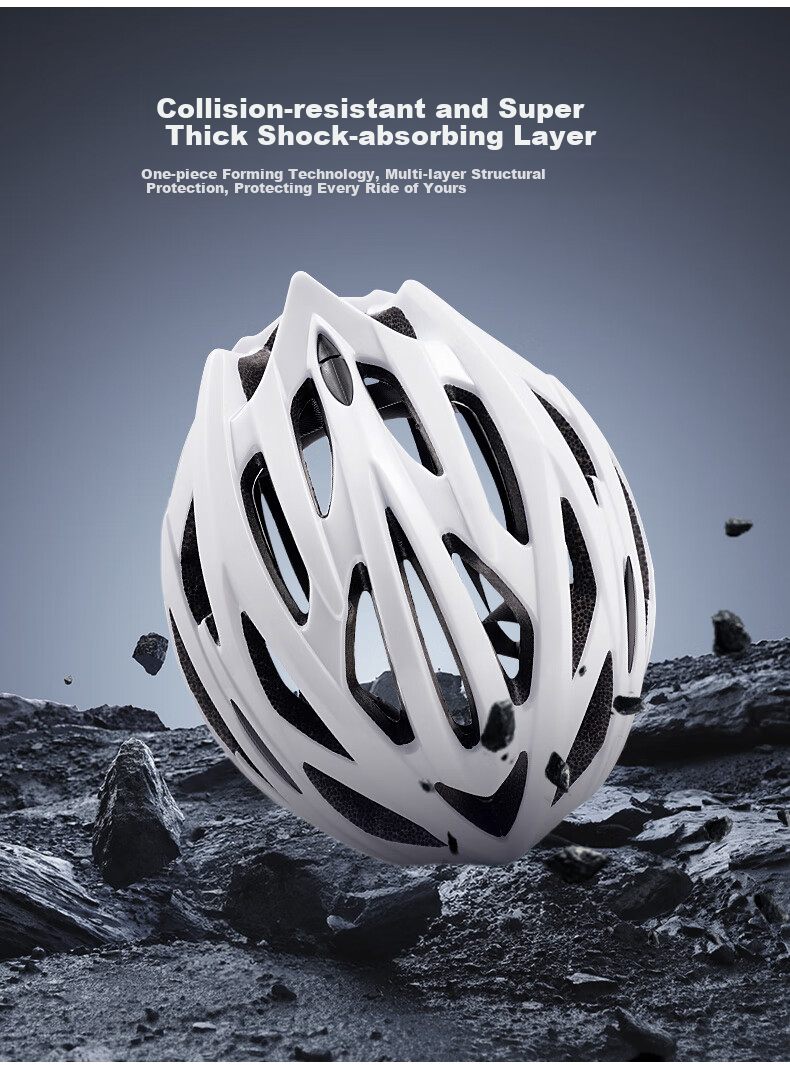 ACRUNU Integrated Cycling Helmet Mountain Road Bike Casual Commuting Breathable Safety Helmet Upgraded Thickened Pure Black 7