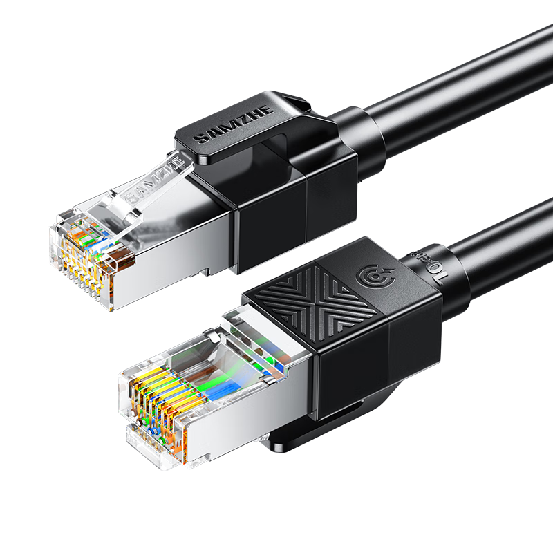 Sanze Cat6A Shielded 10Gbps Ethernet Cable 0.5m Broadband Network Patch Cord Black SF6A005