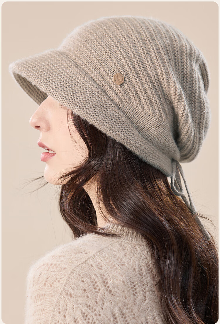 JIUMU Women's Thickened Warm Sheep Wool Knit Beanie Hat Autumn Winter Cold Weather Slouchy Hat 10