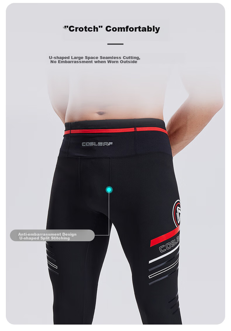 Cosleaf High-Elasticity Compression Pants for Men, Basketball Training Fitness Tights, Marathon Running Soccer Sports Compression Trousers with Waist And Pocket Pockets 9