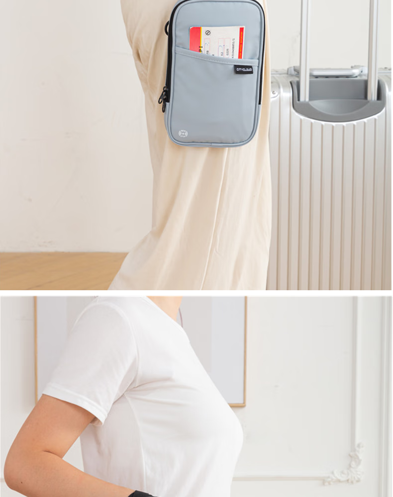 Bona Cloud Crossbody Travel Passport Bag Anti-Theft RFID Boarding Pass Document Organizer Neck Hanging Card Holder Large Capacity Phone Bag 16