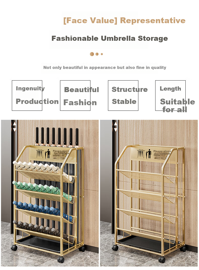 WOJIA Umbrella Storage Rack, Umbrella Stand for Company, Classroom, Hotel Lobby, Commercial Use, Entrance, Storage Shelf, Black Large 2