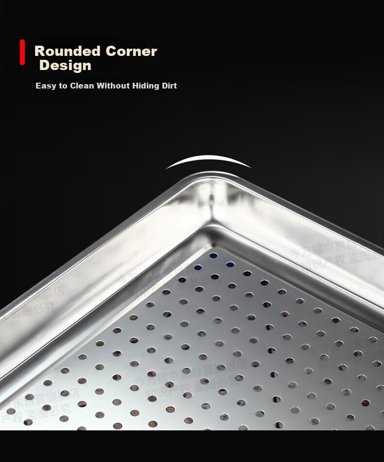 Jinwanfu Stainless Steel Steaming Tray, Commercial Steamer Pan, Commercial Tray for Steamed Rice Cabinet, 430 with Holes, 60*40*4.8cm, 0.7mm Thick 7