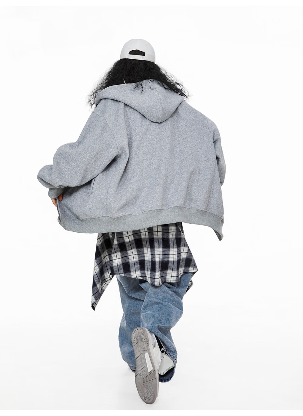 ICH MODE Women's Hoodie American Vintage Loose Fit Zip-up Sweatshirt Spring Autumn New Light Heather Gray L 20