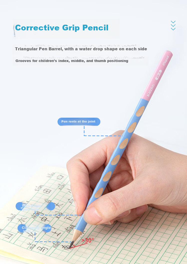 Maped Colored Perforated Pencil HB, Triangular Shaft Pencil for Calligraphy Practice, Sketching And Drawing, Student Children's Posture-Correcting Writing Practice Pencil, 853113CH [12 Pcs/box] 2