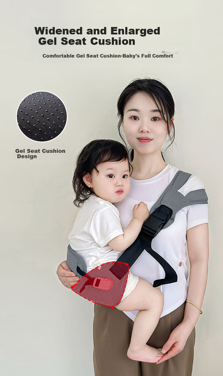 Aibaoshi Baby Carrier Front-Facing Design, Hands-Free Baby-Carrying Aid, Crossbody Strap Waist Stool, Upgraded Waist Protection, Energetic Gray M353 2