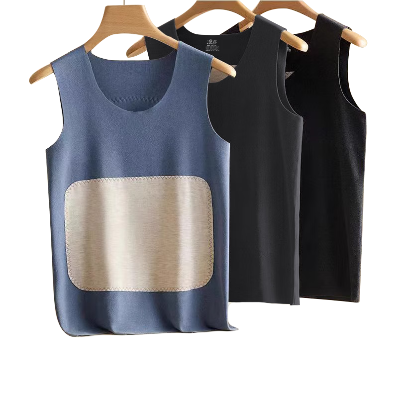 LangSha Thermal Undershirt for Men, Wool And Silk Patch Fleece, Slim Fit Seamless Sleeveless Undershirt, Base Layer, 2-Pack