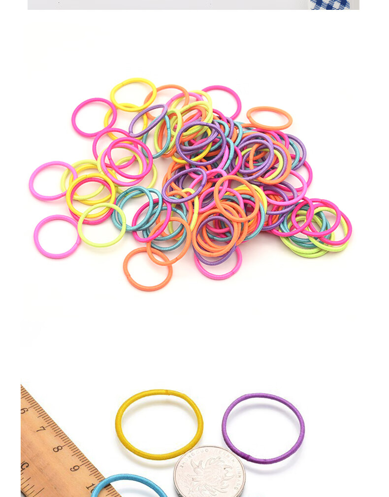 Jianyingshu Candy Color Children's Thumb Hair Ties 200pcs Colorful Hair Bands Elastic Baby Hair Accessories 4