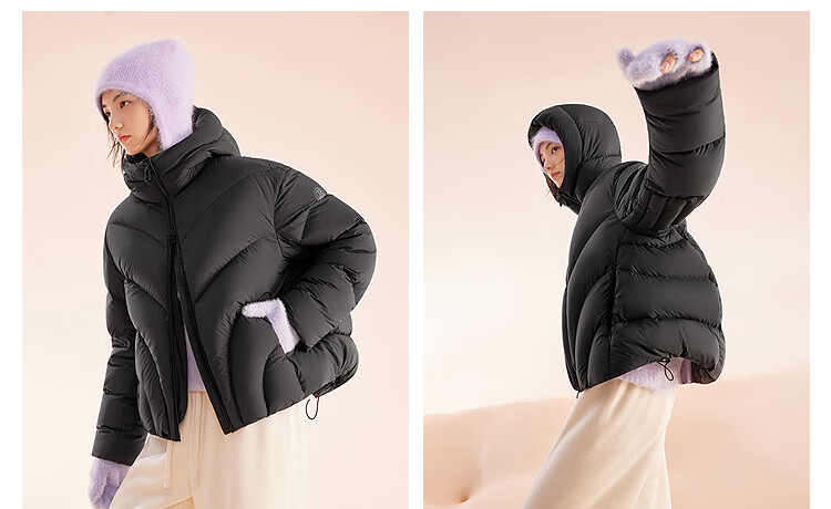 BOSIDENG Women's Off-Season 90% Down Thickened Hooded Loose Short Casual Warm Jacket Winter 16