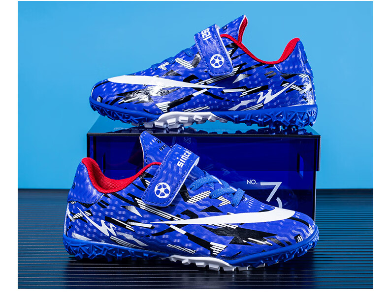Shuangxing Kids Soccer Shoes 6-12 Years Magic Tape TF Turf Studs Non-slip Wear-resistant Training Match Student Sneakers Pink Purple Size 32 10