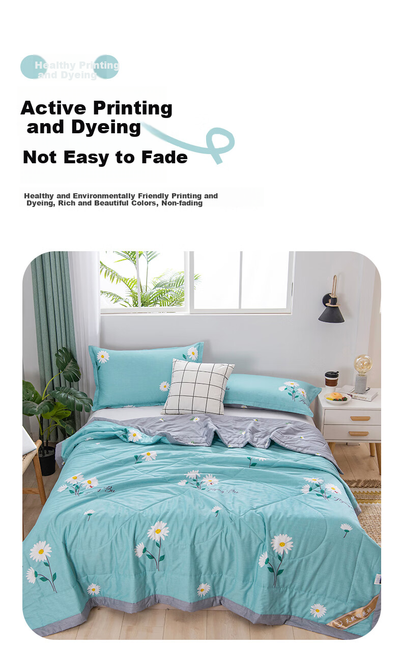 Yunjin Air Conditioning Quilt, 100% Cotton Interior And Exterior, Xinjiang Cotton, Summer Cool Quilt, Thin Blanket, 150x200cm, Lime Mint 14