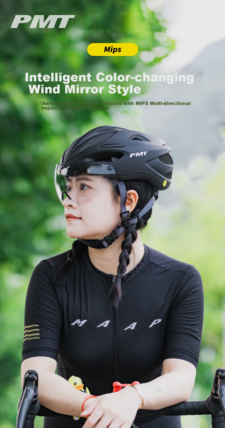 PMT Goggles Style Mips Anti-Collision Cycling Helmet, Bicycle Aerodynamic Safety Cap, Men's And Women's Road Bike Equipment, Moonlight White L 1