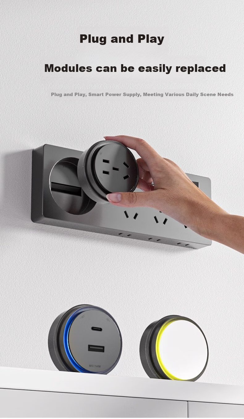 AUX 86 Concealed Extension Socket, White with Switch, No Drilling Required, Multi-Functional Converter, Three Outlets, 26 Holes, Left Expansio 6