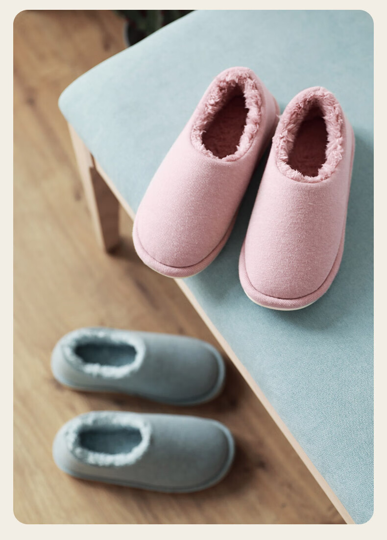 MONDOBELL Cotton Slippers Autumn Winter Indoor Home Closed-Back Warm Soft Plush Slippers Gray Size 44-45 MD2449 3