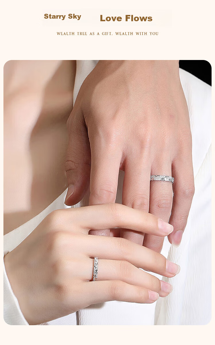 ALLOVE Pure Silver Couple Rings, One Pair for Men And Women, Confession Proposal Matching Rings, Birthday Gift for Girlfriend Or Wife 7