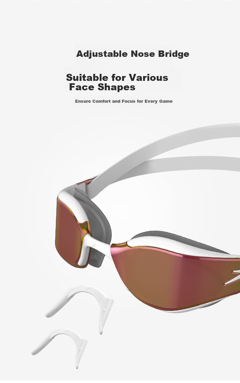 Speedo Fastskin Ultra Platinum Series Racing Training Anti-Fog Coated Swimming Goggles, Light White 8