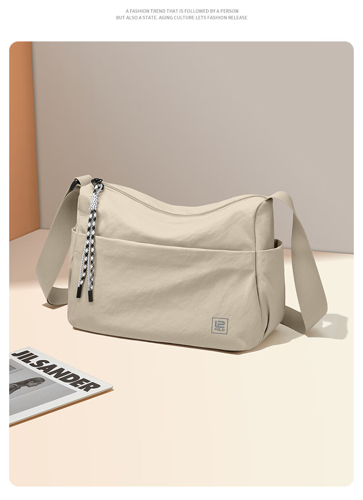 POLO Women's Casual Single Shoulder Crossbody Bag Large Capacity Sports Messenger Bag 12.9-inch iPad Outdoor Phone Bag 26