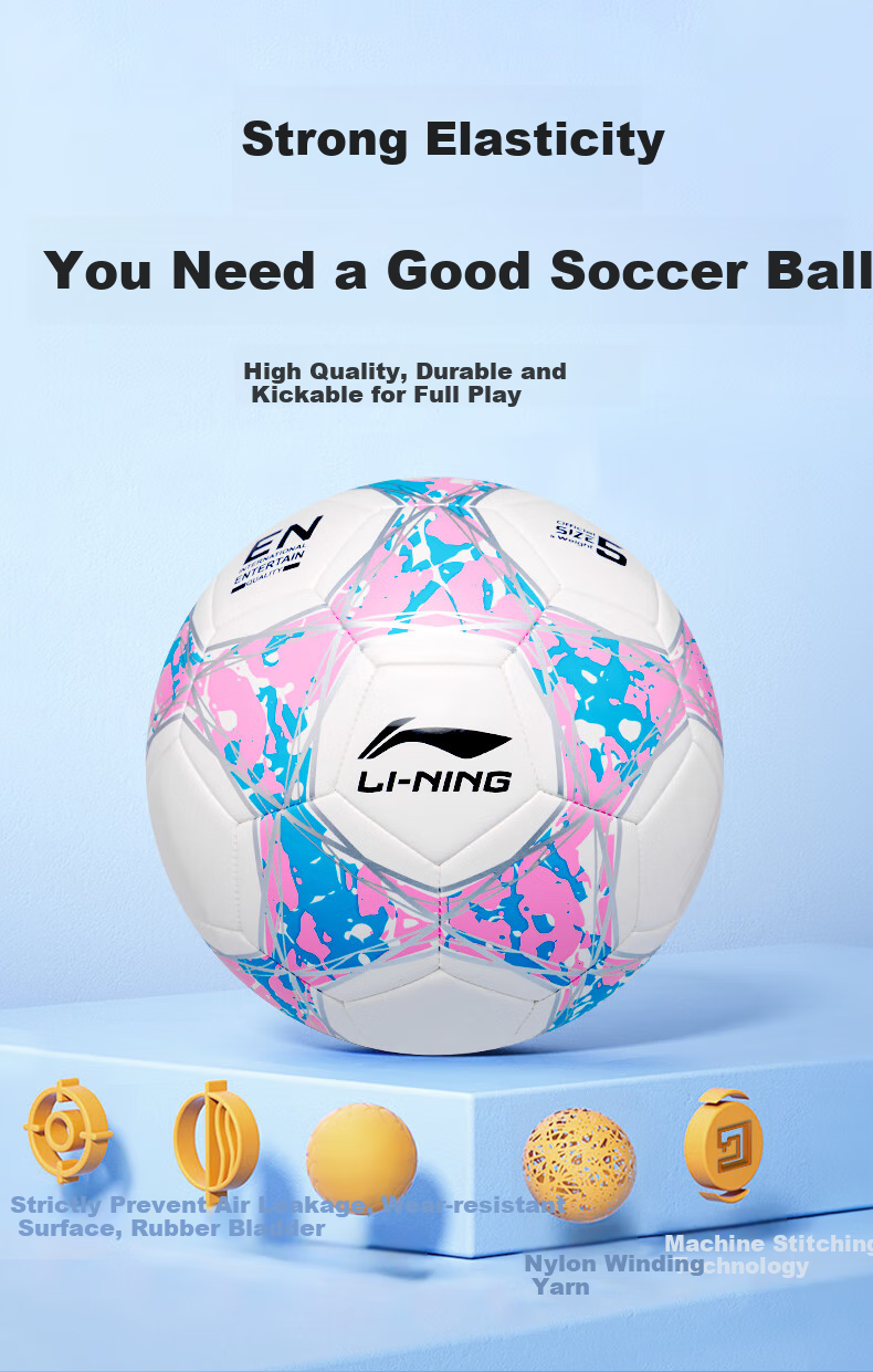 Li-Ning Soccer Ball Size 4 for Children, Elementary School Students' Competition Training, Youth Standard Student-Specific Non-Slip Material Gift, Size Four 4