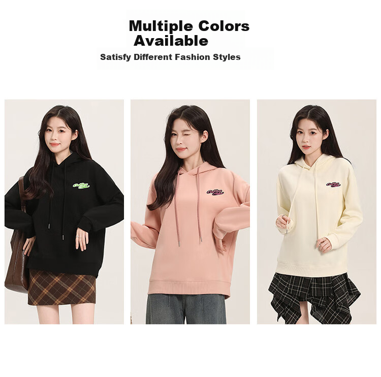Yipintiancheng Spring 2025 New Women's Hooded Sweatshirt, Loose Casual Pullover Long-Sleeve Letter Print Top for Wome 2