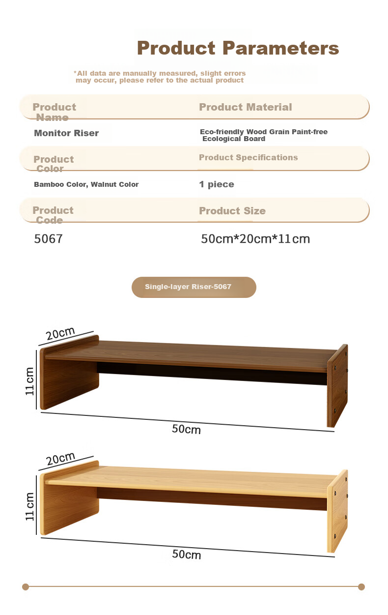 Youbili Computer Riser Desk File Cabinet, Wooden Height-Increasing Table, Multifunctional Office Desk Keyboard Storage Monitor Riser Base Laptop Storage Rack, 5069 Walnut Color 10