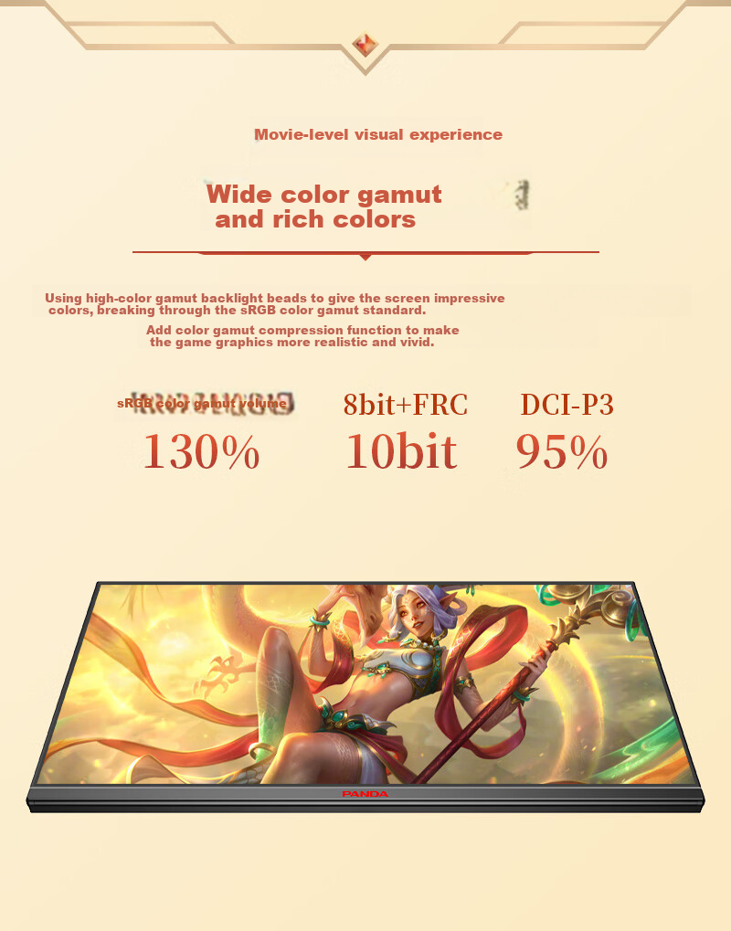 PANDA 23.8-Inch 2K Native 180Hz Fast IPS Screen, 1ms GTG, 130% SRGB Wide Color Gamut, Gaming Computer High Refresh Rate Monitor S24Q6 3