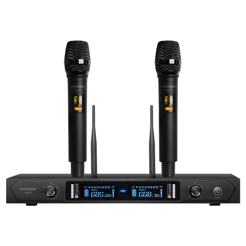HYUNDAI HD01 Wireless Microphone, U-Band Wireless Handheld Two-Channel, Specially Designed for KTV, Wedding, And Stage Performances
