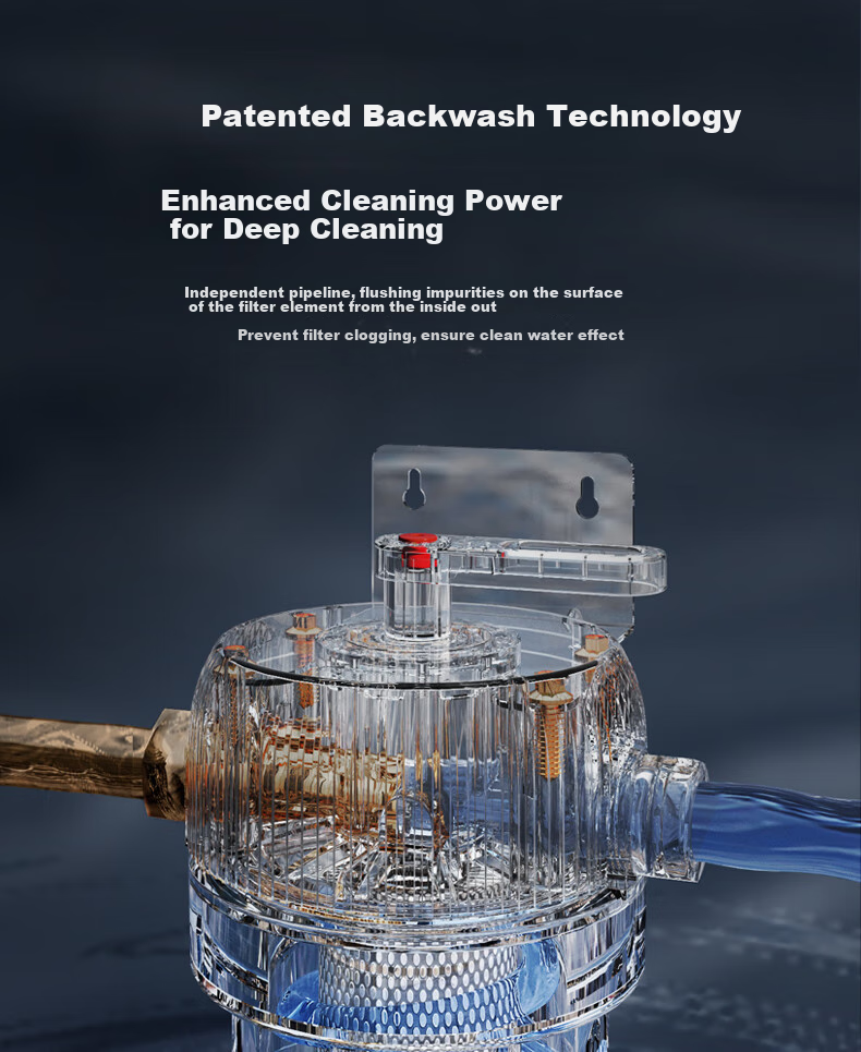 Jingbei Large White Bottle Pre-Filter with Backwash Function, 5T/H Household High Flow Tap Water Mini Central Water Purifier, 1 Micron Fine Filtration with Backwash 9