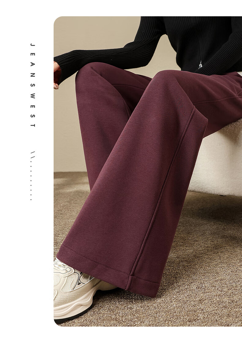 Jeanswest Women's Casual Autumn Winter Straight-leg High-waist Slim Fit Narrow Combed Cotton Slight Flare Pants Cloud Gray L 20