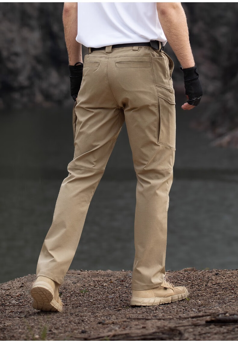 Free Soldier Peak Outdoor Tactical Work Pants Stretch Men's Casual Long Pants Scratch-Resistant Durable 34W/30L Wolf Brown 19