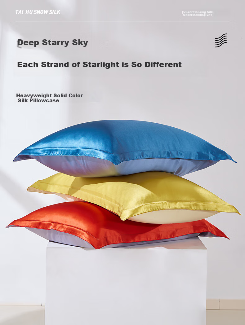 Taihuxue Solid Color Adult Silk Pillowcase, Silk Fabric, Smooth And Soft for All Seasons, Glacier Gray, 48*74 1