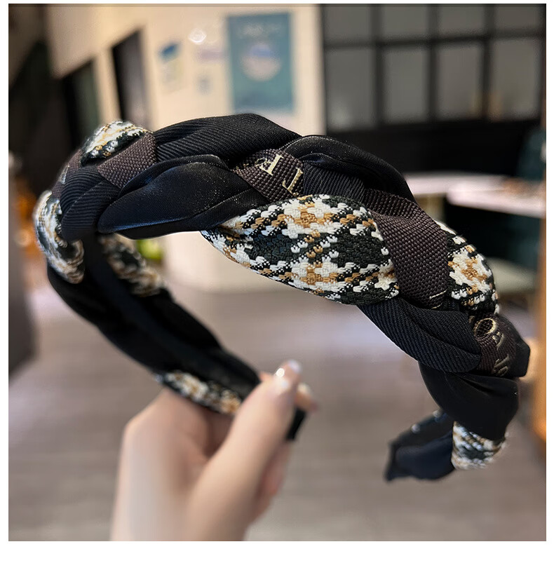 Jiaoxuefei Ruched Crystal Headband 2025 New High Crown Forehead Hair Press Tie Versatile Outdoor Headband 3