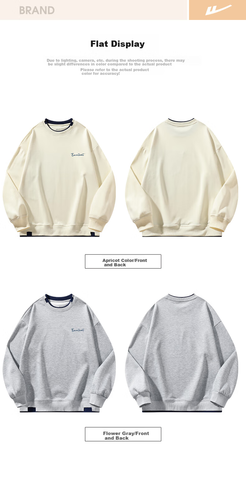 Huili Men's Sweatshirt, Autumn Simple Letter Print Long-Sleeve T-Shirt, Loose-Fitting Top, Round Neck Undershirt, Floral Gray, XL 19